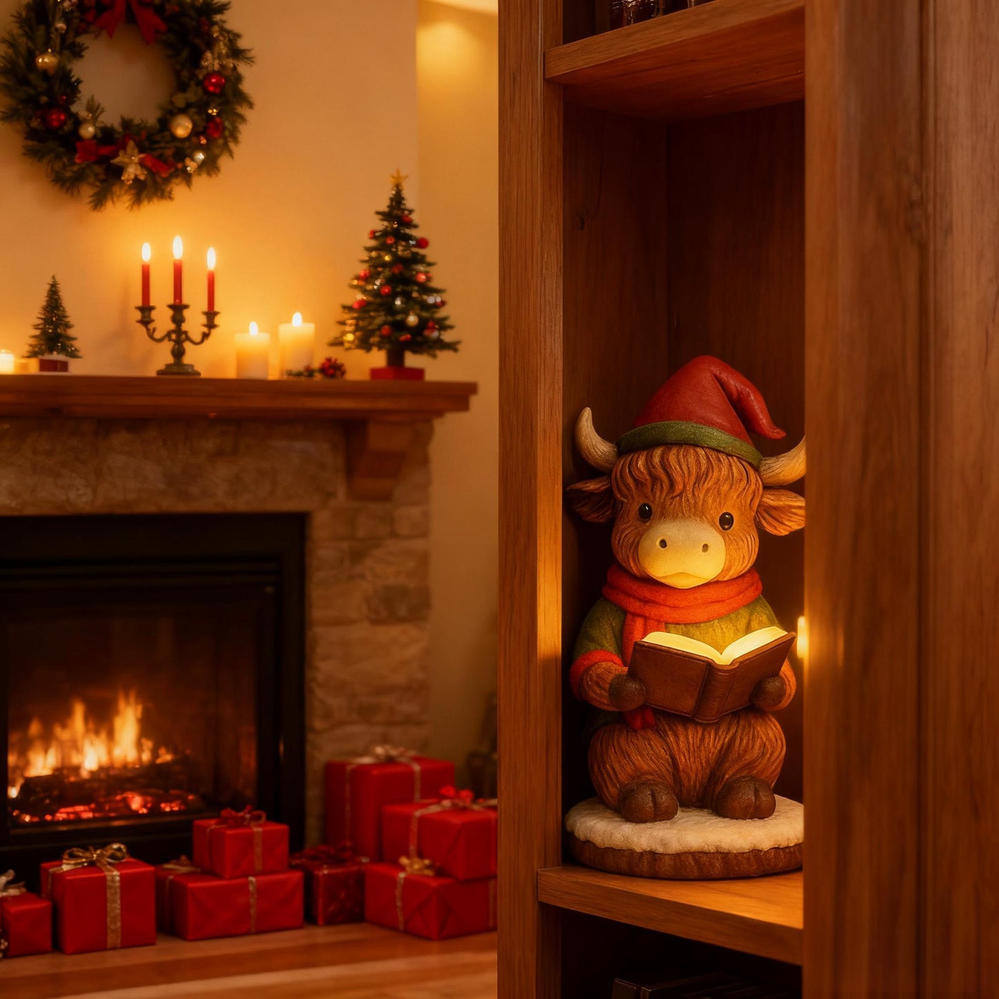 🎄 Cozy Highland Cow Elf Christmas Night Light ✨ (Skavix Handmade®)