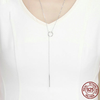 Simple Round and Bar Necklace S925 Sterling Silver Necklace