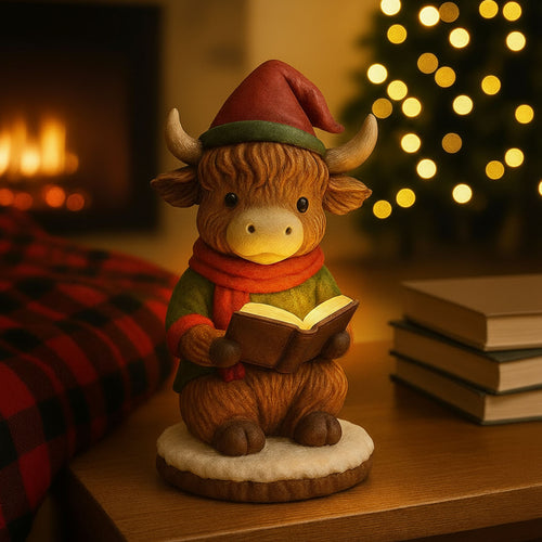 🎄 Cozy Highland Cow Elf Christmas Night Light ✨ (Skavix Handmade®)