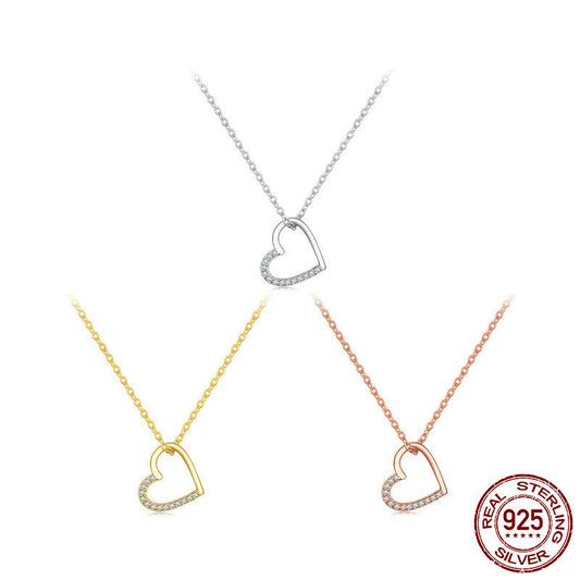Heart-shaped Plated White Gold Necklace