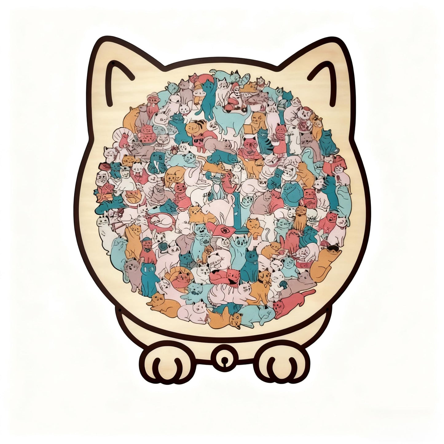 🎁 Early Christmas Sale 🎅Morandi-Colored Cat Shaped Wooden Jigsaw Puzzle