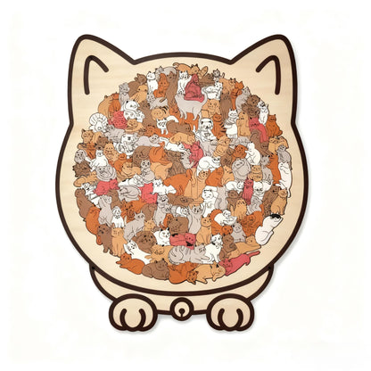 🎁 Early Christmas Sale 🎅Morandi-Colored Cat Shaped Wooden Jigsaw Puzzle