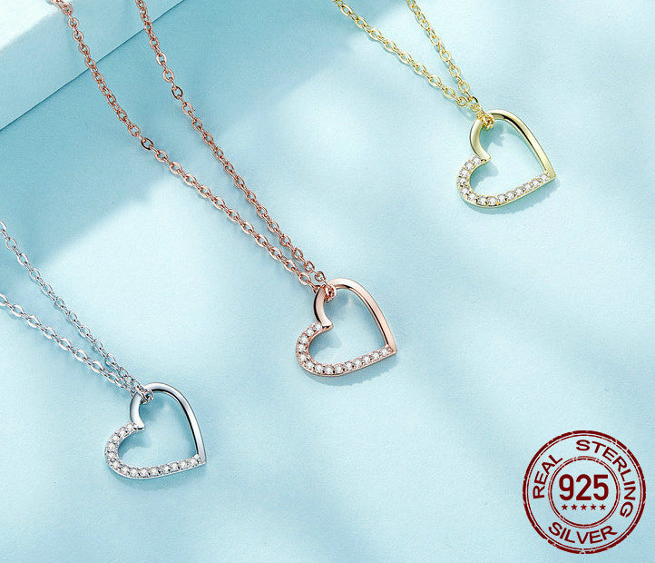 Heart-shaped Plated White Gold Necklace