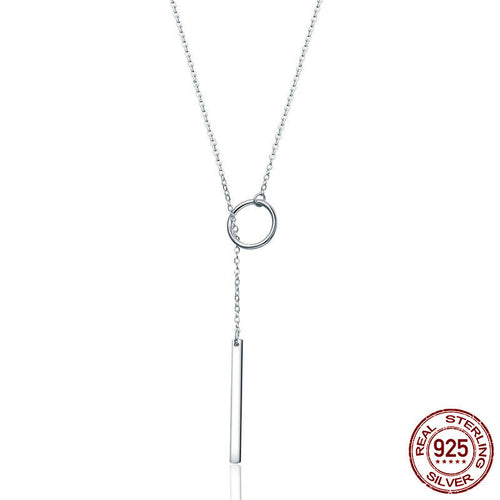 Simple Round and Bar Necklace S925 Sterling Silver Necklace