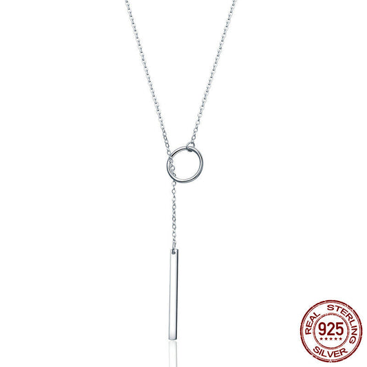 Simple Round and Bar Necklace S925 Sterling Silver Necklace