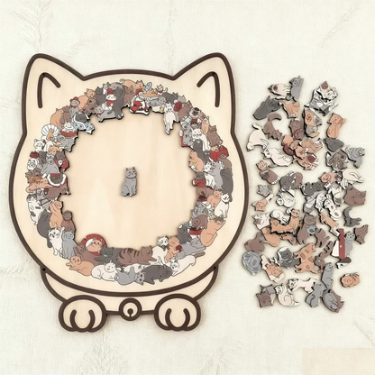 🎁 Early Christmas Sale 🎅Morandi-Colored Cat Shaped Wooden Jigsaw Puzzle
