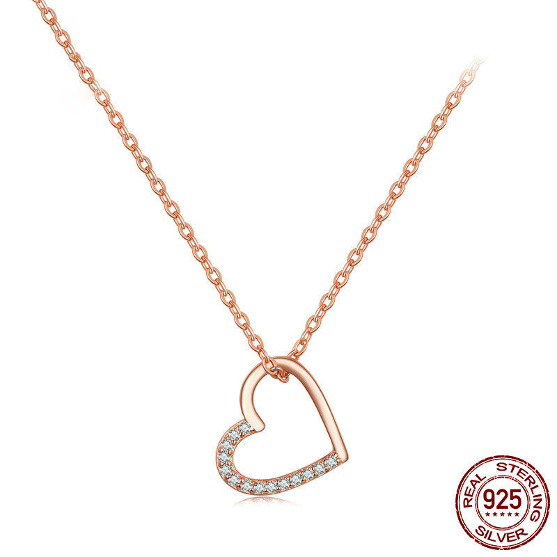 Heart-shaped Plated White Gold Necklace