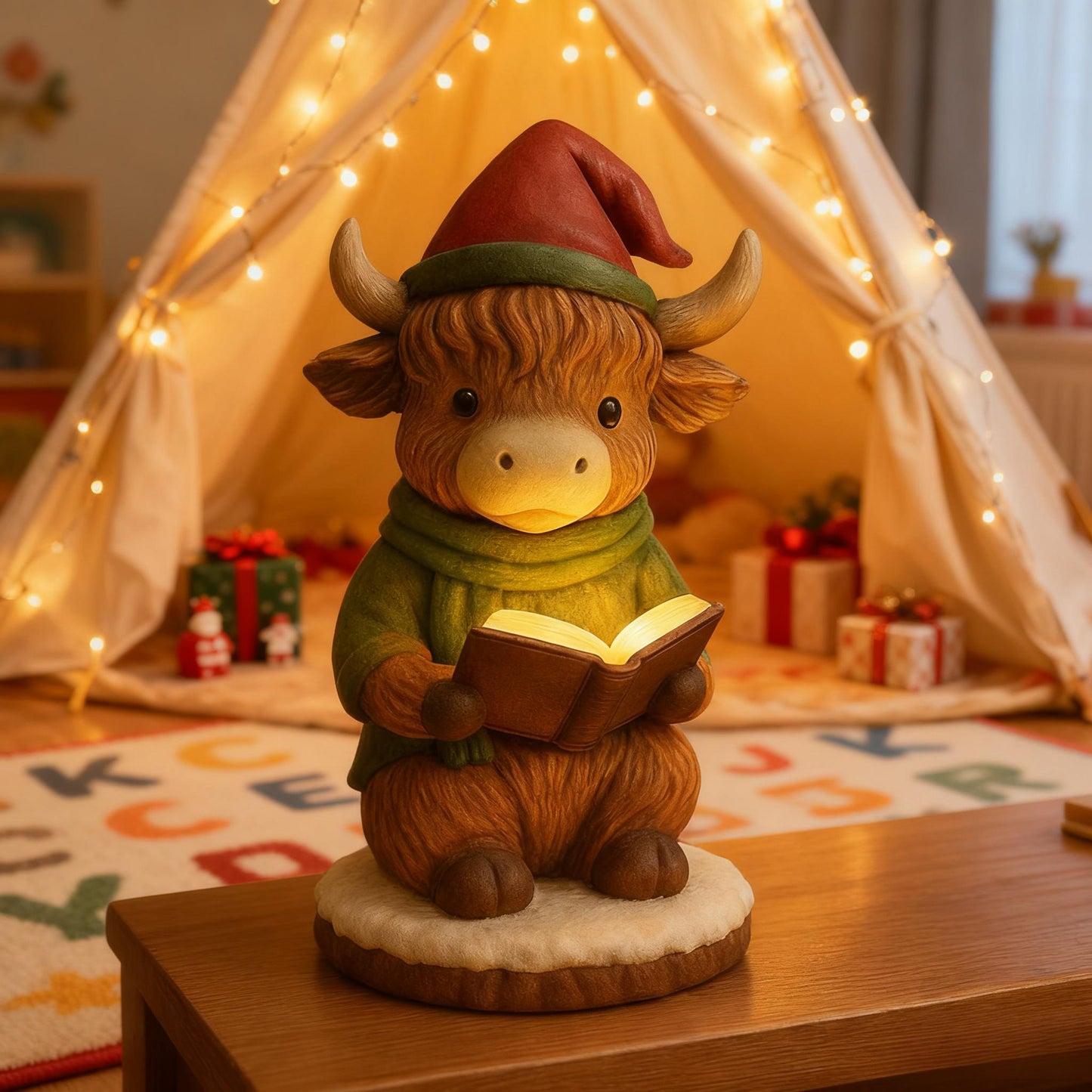 🎄 Cozy Highland Cow Elf Christmas Night Light ✨ (Skavix Handmade®)