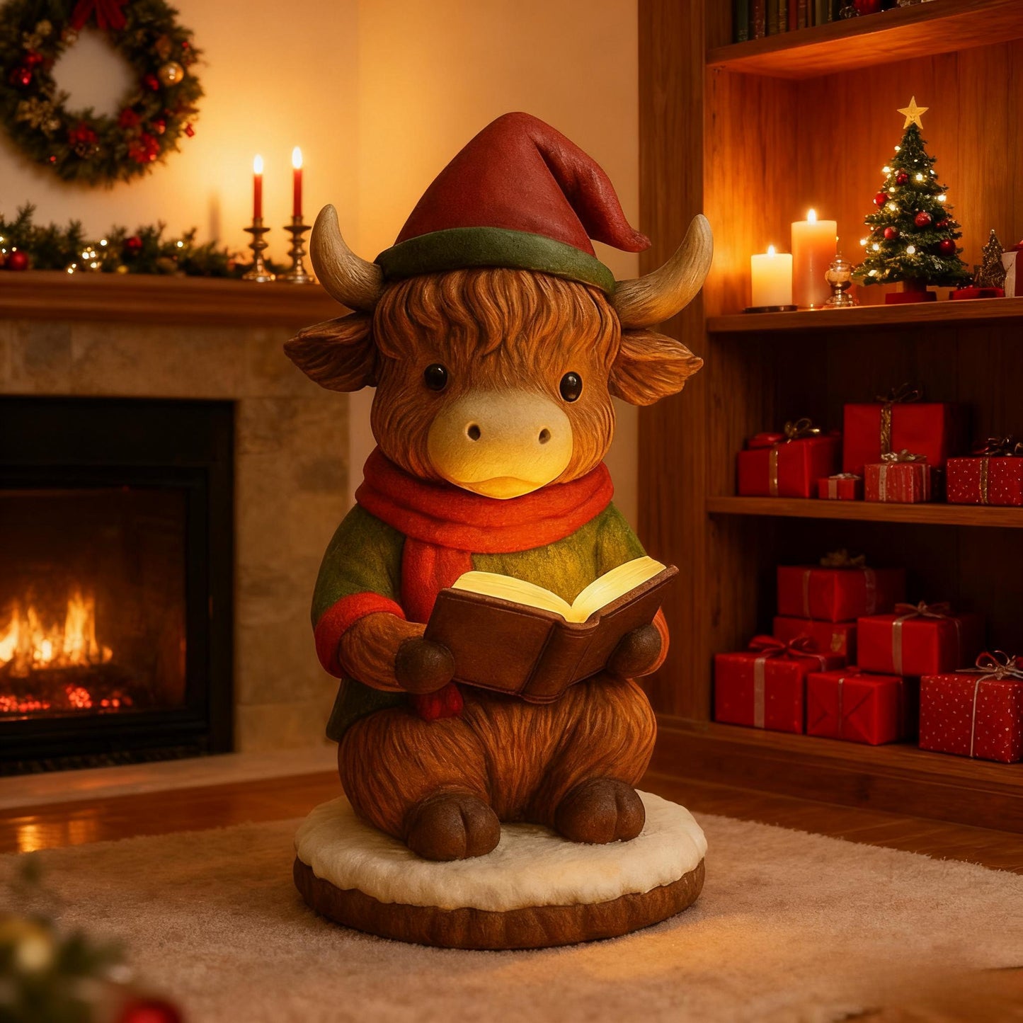 🎄 Cozy Highland Cow Elf Christmas Night Light ✨ (Skavix Handmade®)